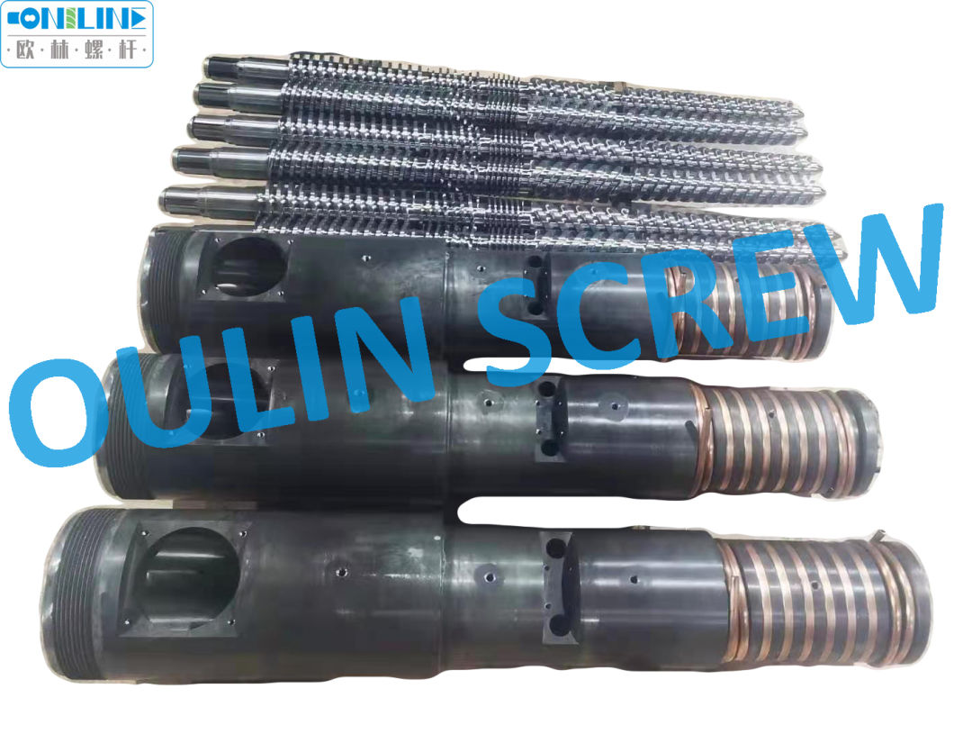 Sj55/110 Twin Conical Screw Barrel for PVC Sheet, Pipe, Profiles Extruder