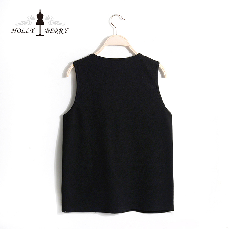 Black Solid Vest for Ladies