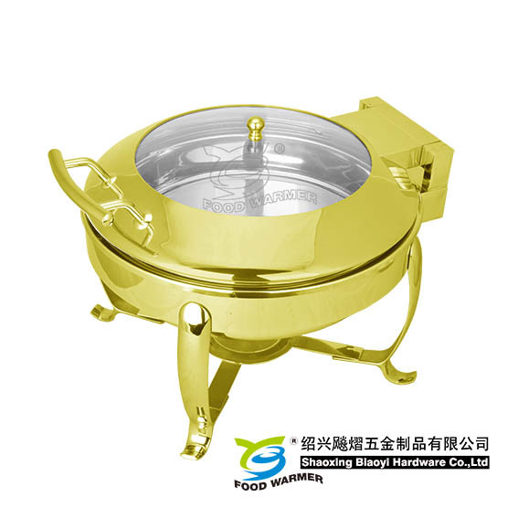 Small Round Gold Chaifng Dish Buffet Frame