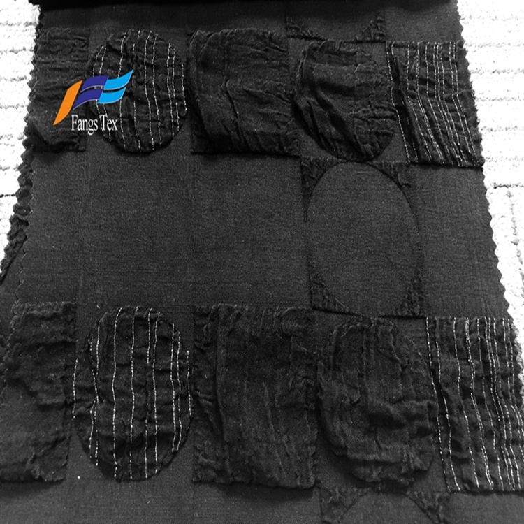 100% Polyester Fukuro Jacquard Formal Black Abaya Fabric 4