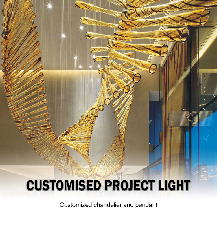 customized hall golden glass chandelier pendant light