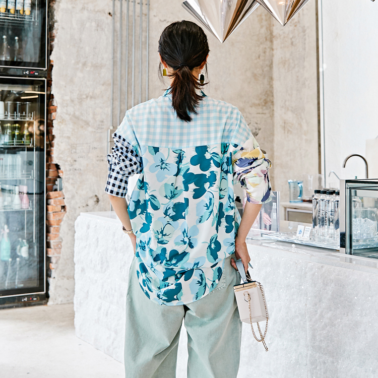 Floral Printed Pattern Ladies Shirt Dress
