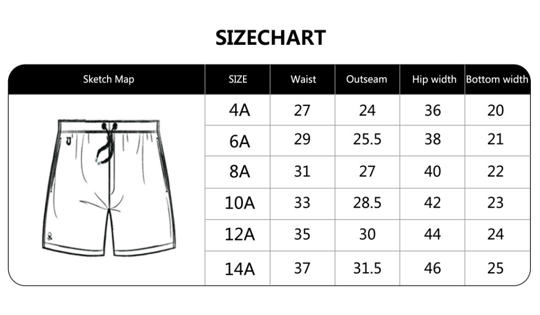 110GSM 100% Polyester Digital Print Quick Dry Full Elastic Waist Brief Lining Water Repellent Kid's Swimshort