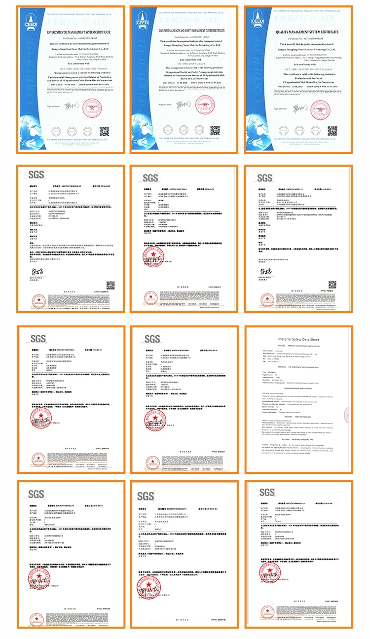non woven fabric certificate
