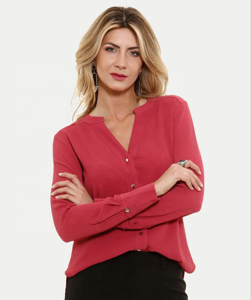 Women's V-neck Long Sleeve Blouse