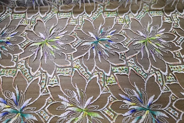 Flat Embroidered Tulle Lace Fabric