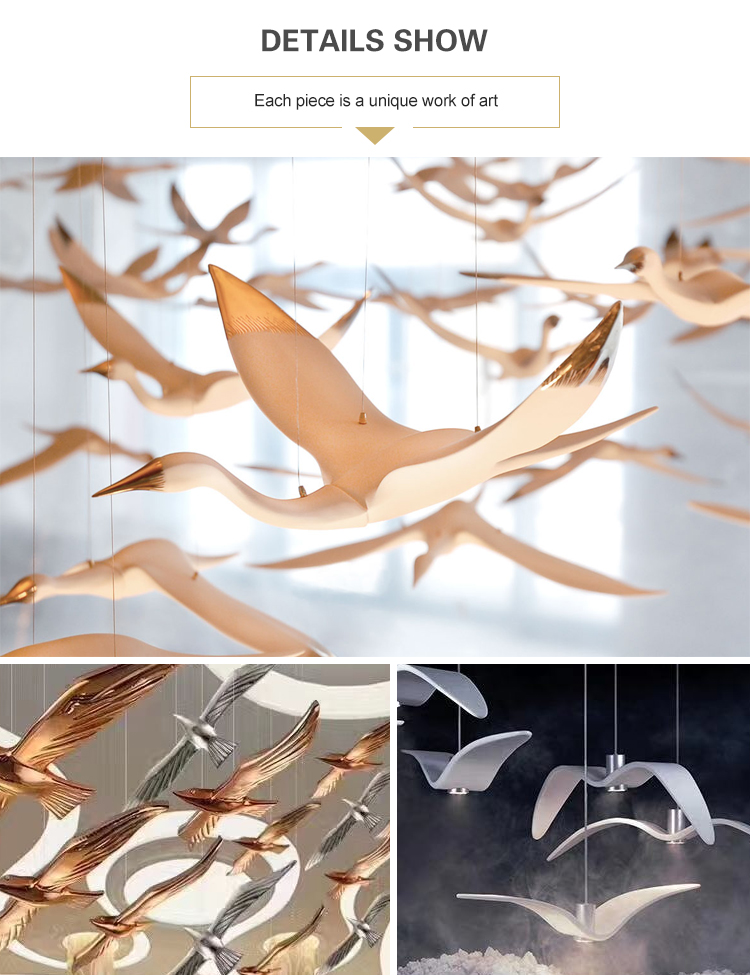 Unique art custom pigeon shape chandelier 