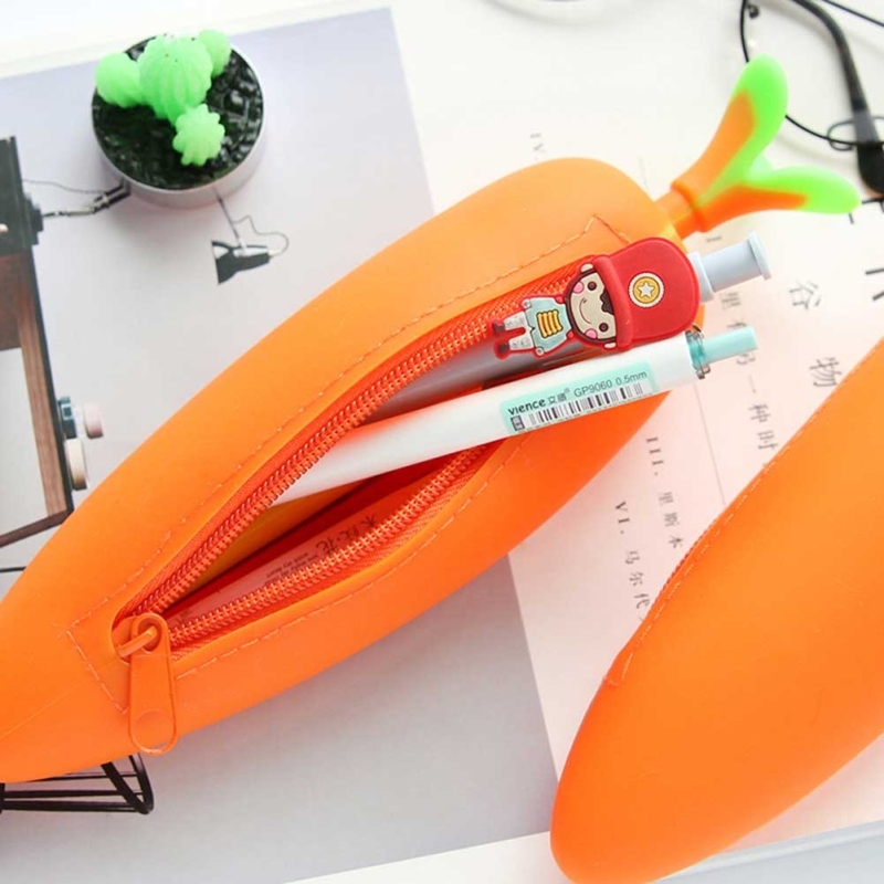 Korean Stationery Items Cartoon Carrot Pencil Bag School Supplies Pencil Pouch Children Zipper Pencil Bag