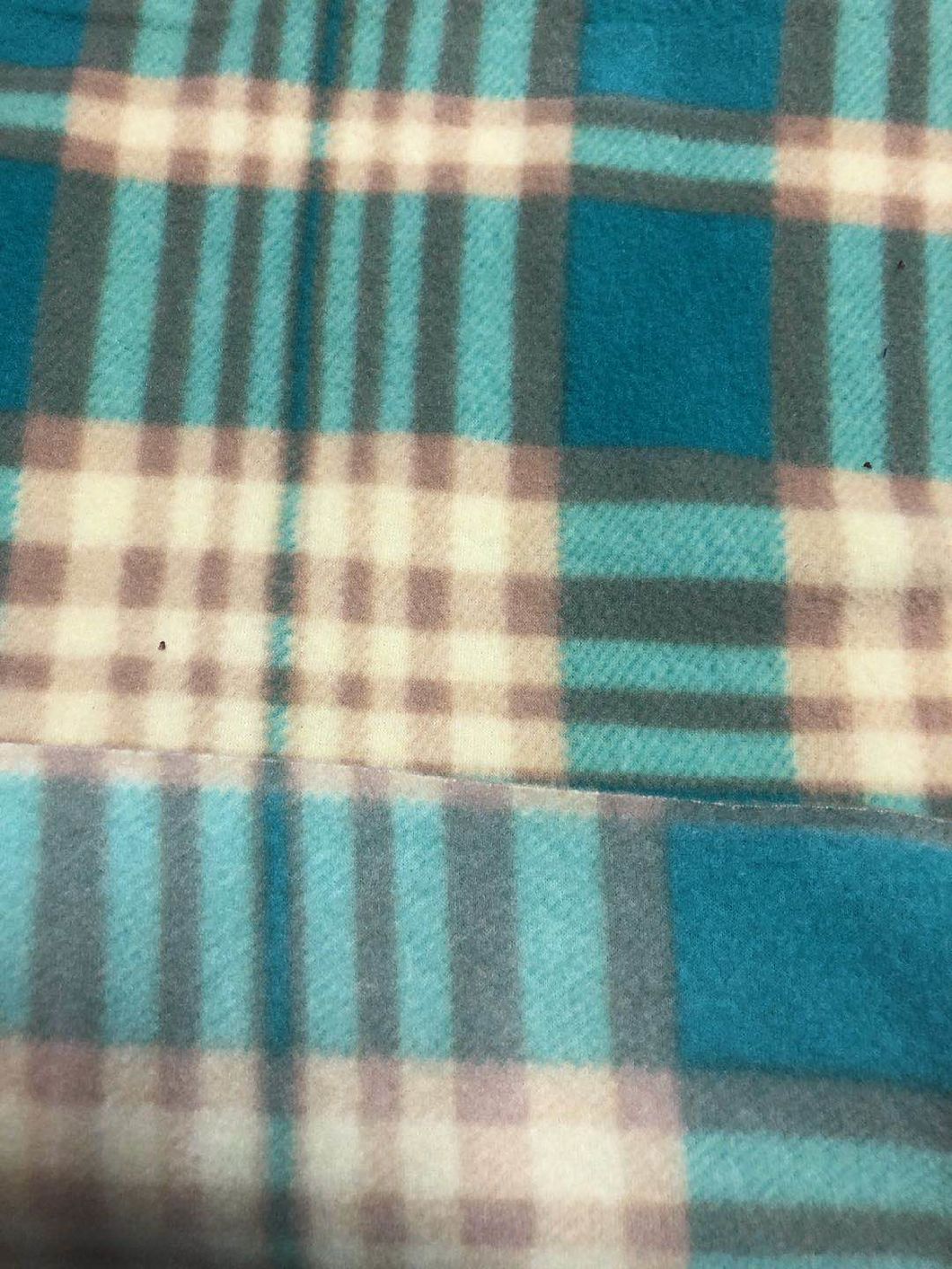 100% Polyester Polar Fleece with Lattice Printed FDY150d/96f Double Brush One Side Anti-Apling Fabric
