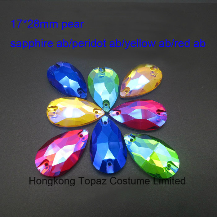 Flat Back Glass Crystal Stone Accessories Sew on Rhinestone (SW-Pear 17*28mm)