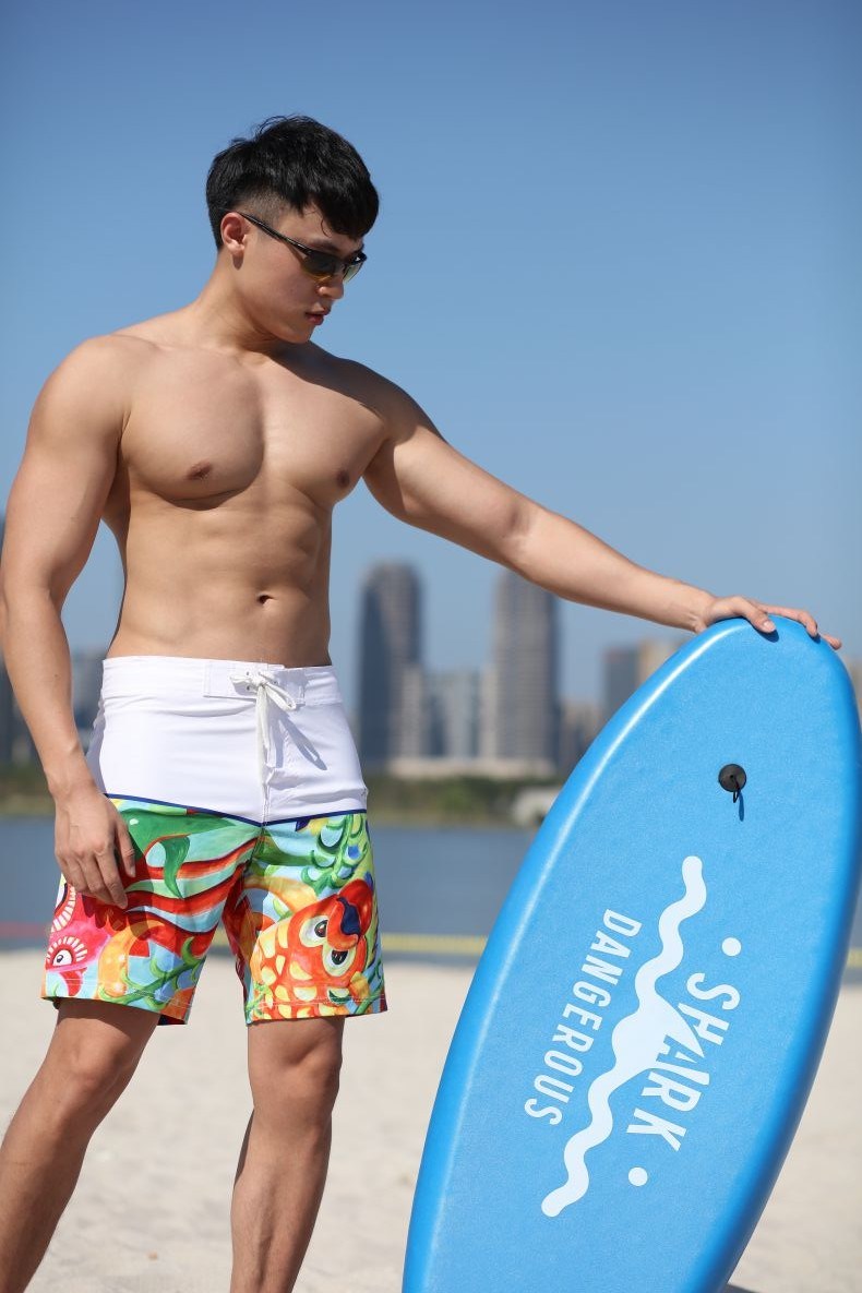 160GSM 4way Stretch Position Digital Print Brief Mesh Lining Quick Dry Men's Swim Short