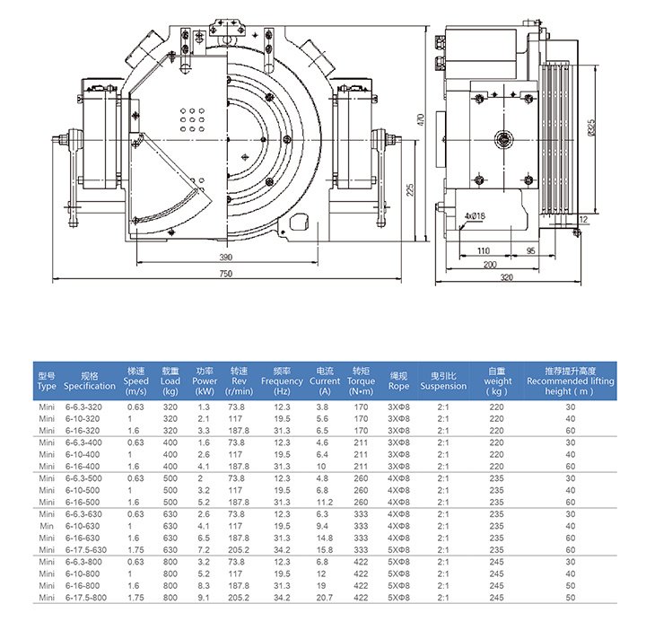 Traction Machine Gearless Elevator Electric Motors for Elevators