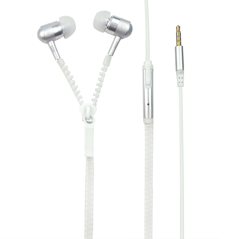 OEM ODM Metal Zipper Stereo In Ear Earphones