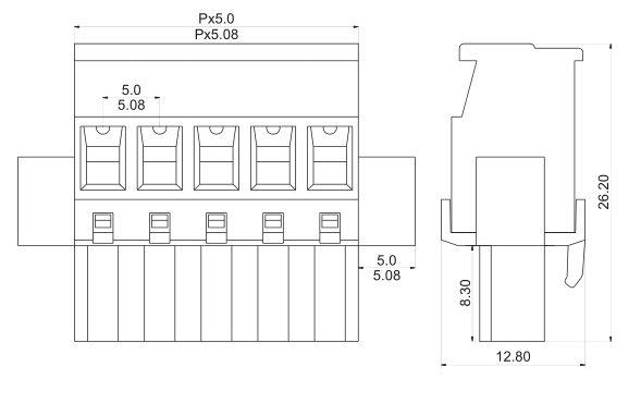 8pin wall mounted with soldering pins terminal block