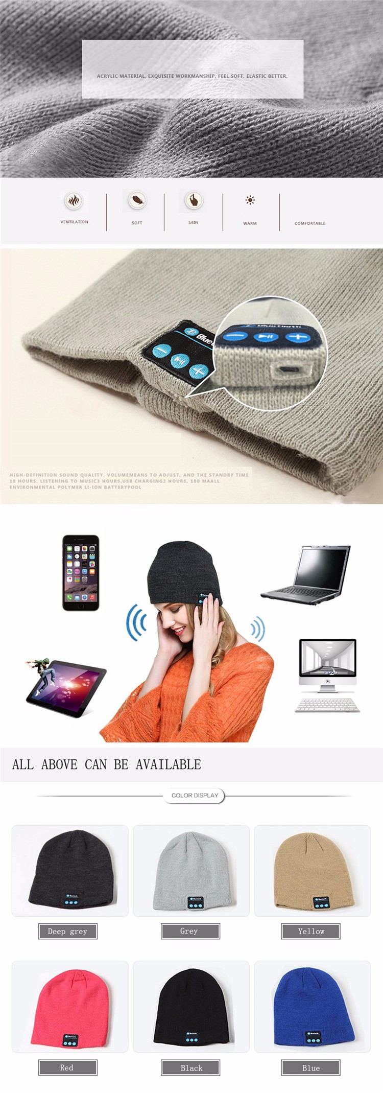 Bluetooth Hat Headphones