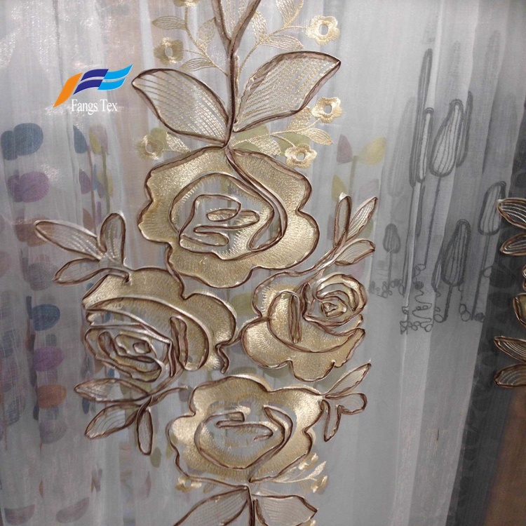 Textile Factory Embroidered Fabric Window Voile Curtain 5
