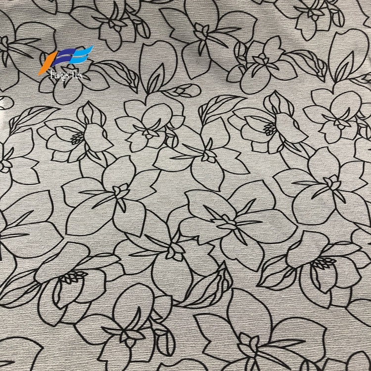 100% Polyester Floral Printed Flock Crepe Abaya Fabric 4