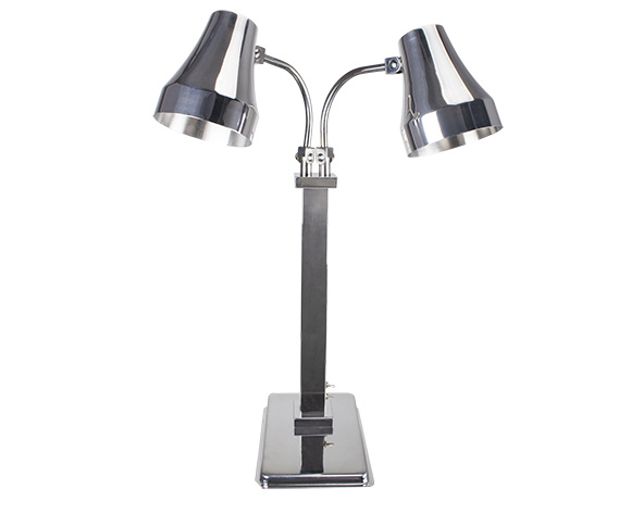 Two Light Heat Lamp with Total Gold and Round Lamp Shade