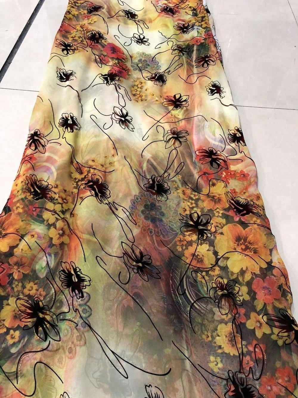 Hot Sale Cheap Polyester Chiffon Embroidered Abaya Fabric 2