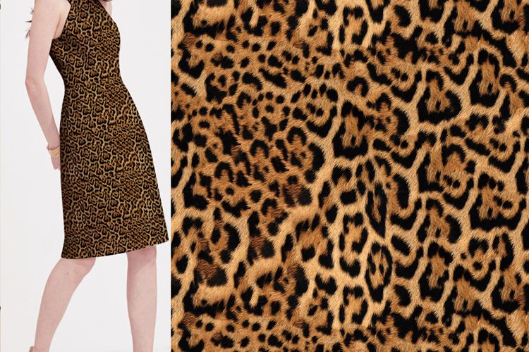 Snake Skin Leopard Pattern Printed Faille Crepe Fabrics