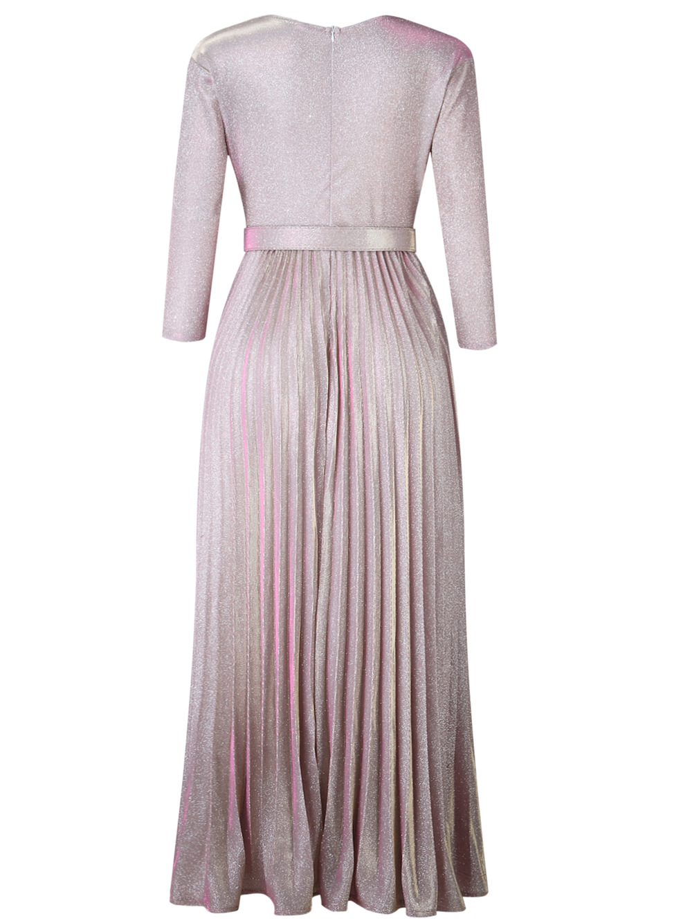 Deep V-neck Pleated Dress
