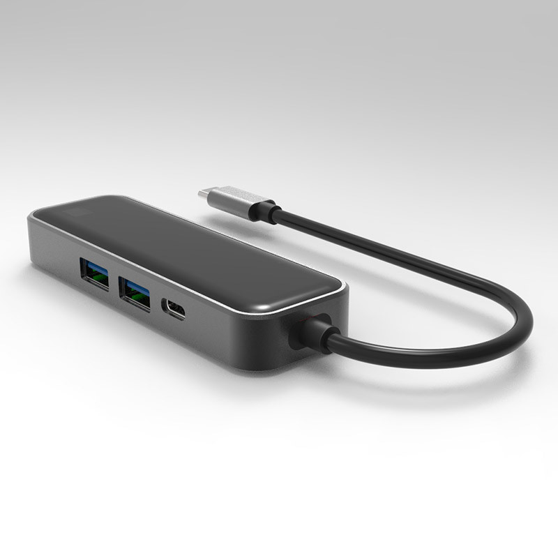 새로운 디자인 멀티 포트 Type-C USB-C 허브 USB3.0*2/RJ45(1000Mbps)/Pd 60W 충전