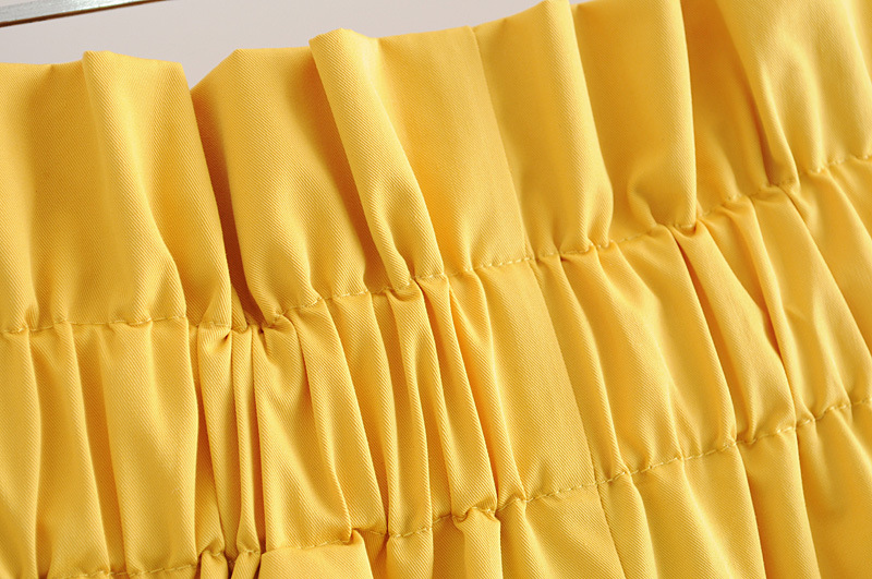 Solid Color Yellow Belt Dress