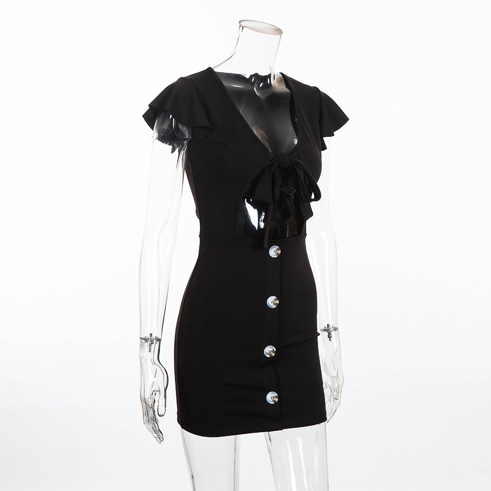 Deep V-neck Mini Dress