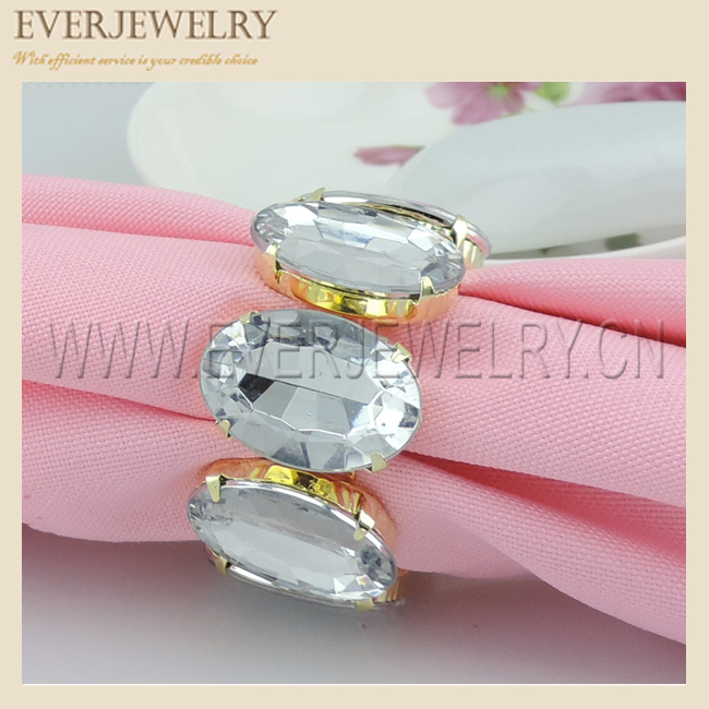 Brilliant Oval Acrylic Rhinestone Napkin Rings for Wedding Favor