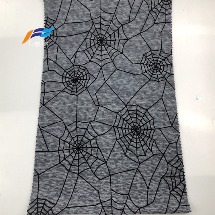 100% Polyester Floral Printed Flock Crepe Abaya Fabric 3