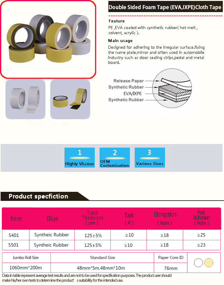 Sponge Foam Tape for PE Foam Film Sponge Foam Tape