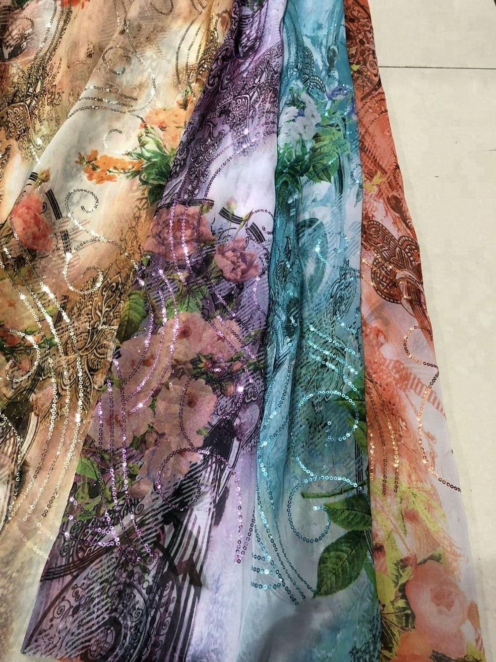 100% Polyester Chiffon Sequins Voile Woven Fabric  