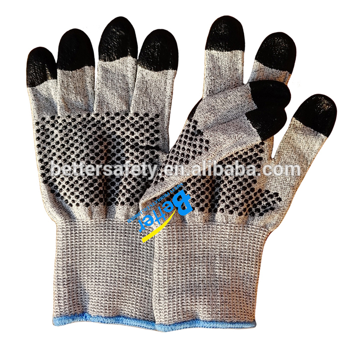 HPPE Cut Resistant Glove with Nitrile Dots on Palm & Nitrile