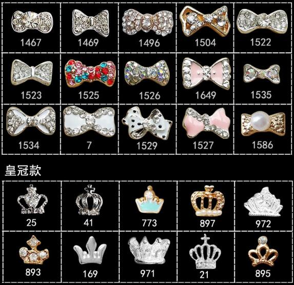 Zircon Material Crown Bow Knot Flower Fox Design 3D Nail Art Jewelry (TP-895-1467)