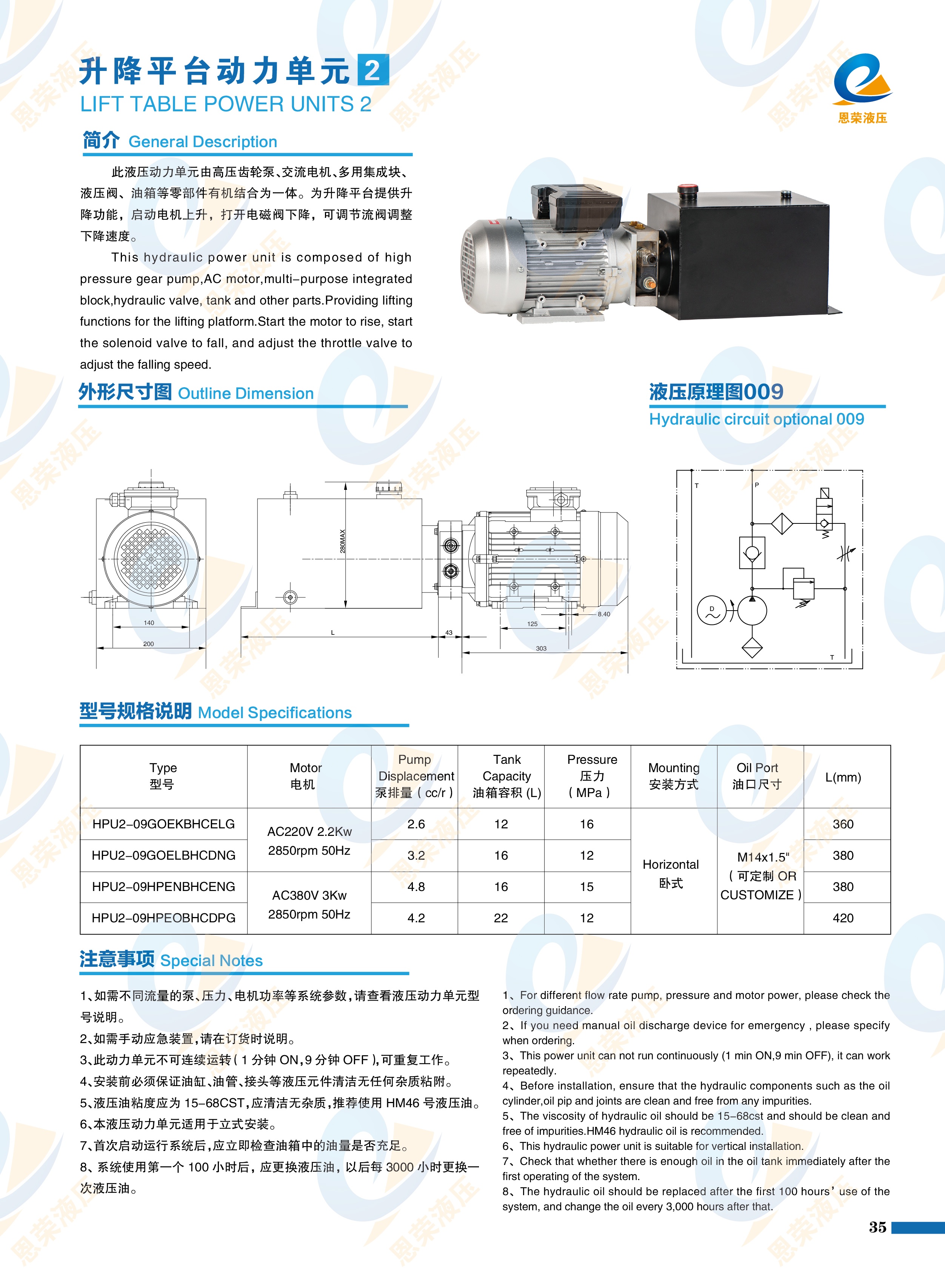 Parking lot hydraulic pump station