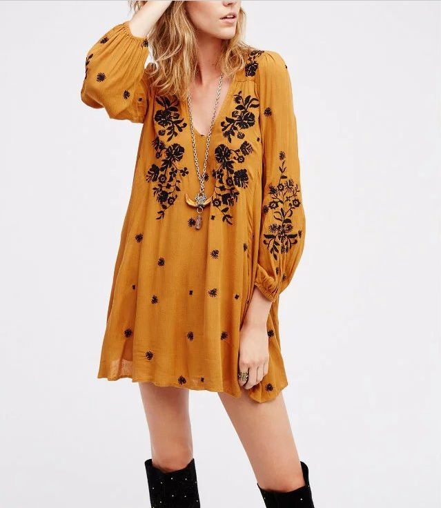 Embroidered Casual Dress