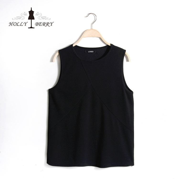 Black Solid Vest for Ladies