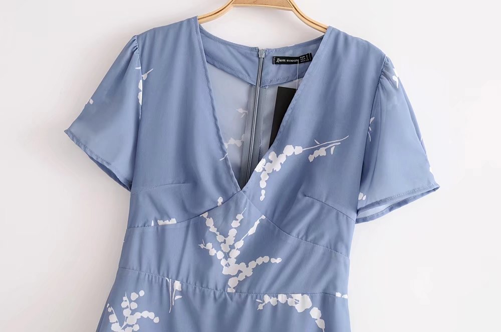 Printed V-neck Dress