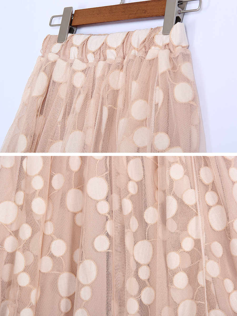Polka Dot Elastic Waist Skirt