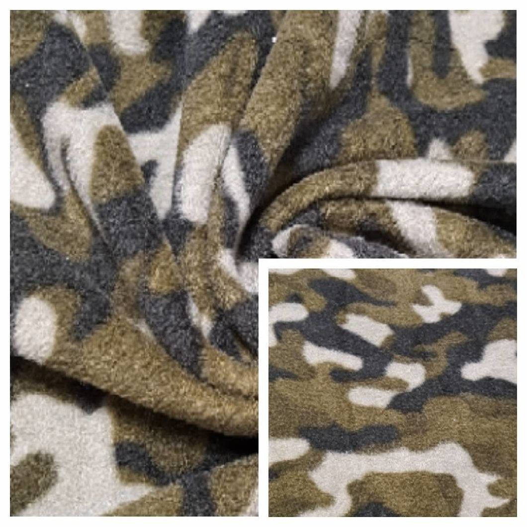 100% Polyester Polar Fleece with Leopard Printed FDY150d/144f Double Brush One Side Anti-Apling Fabric