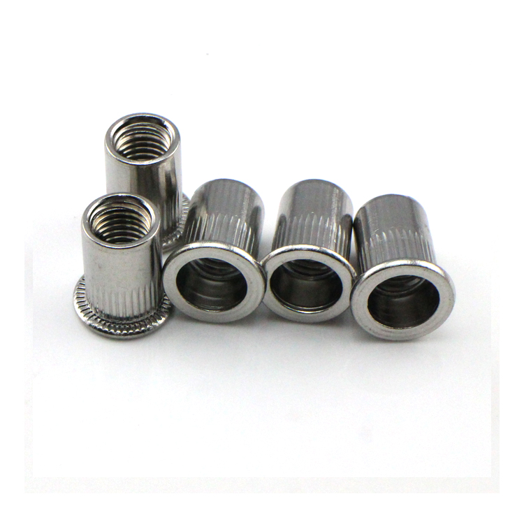 Metric thread flat head galvanized knurled rivet nuts