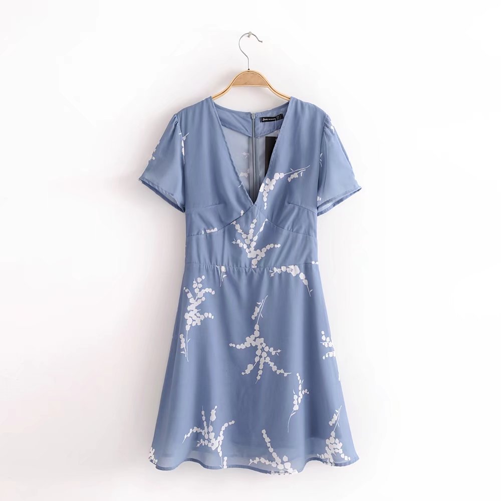 Printed V-neck Dress