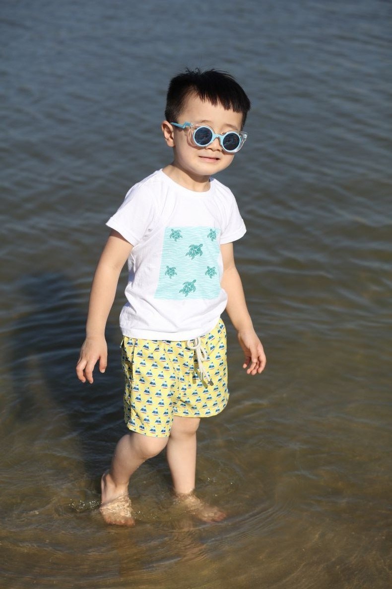 110GSM 100% Polyester Digital Print Quick Dry Full Elastic Waist Brief Lining Water Repellent Kid's Swimshort