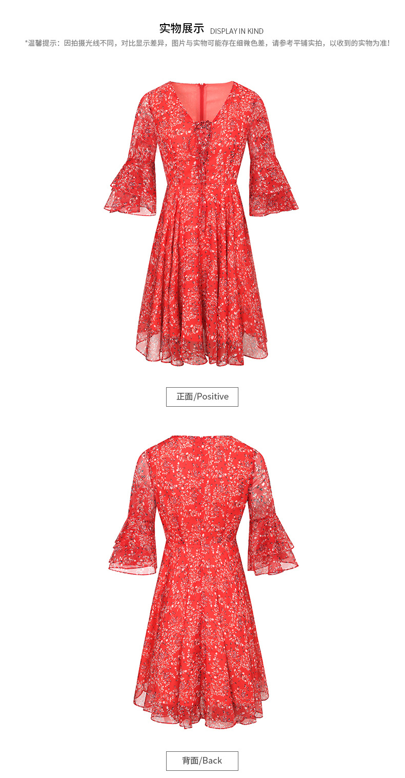 Women Red V-neck Dress Women Red V-neck Dress