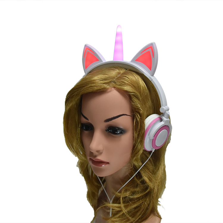 cute cat ear headphones with glowing light