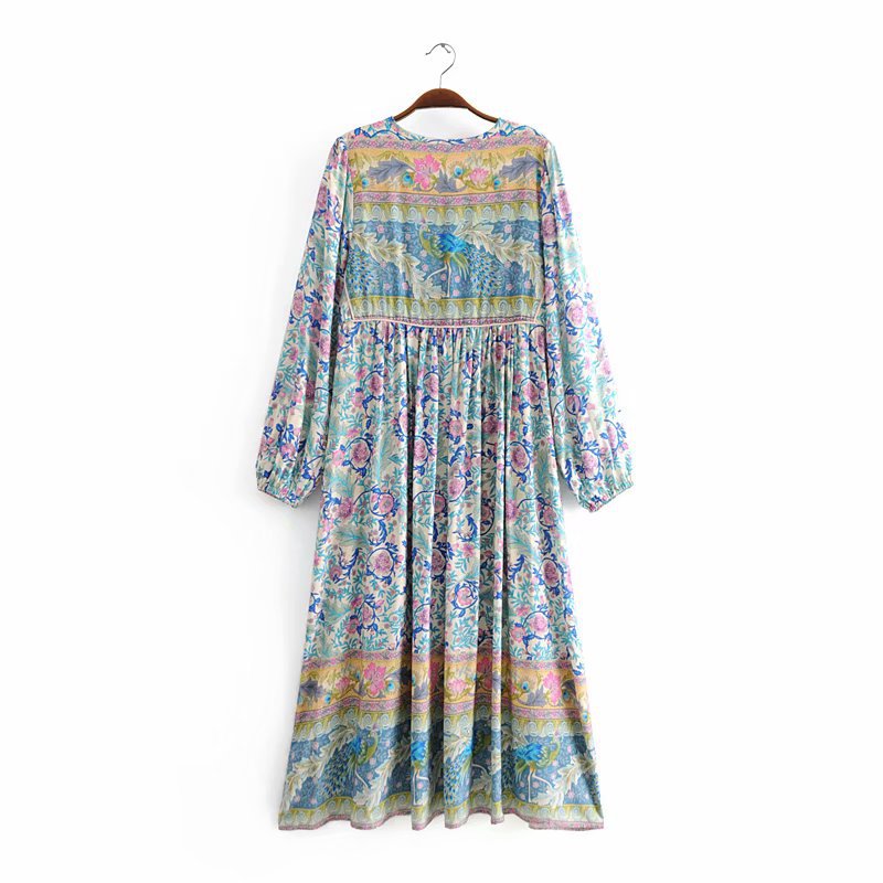 Long Sleeve Flower Printing Dress