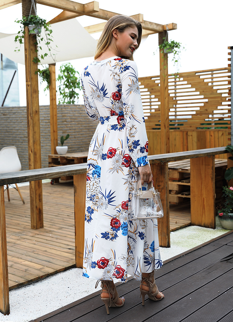 Long Sleeve Casual Chiffon Dress