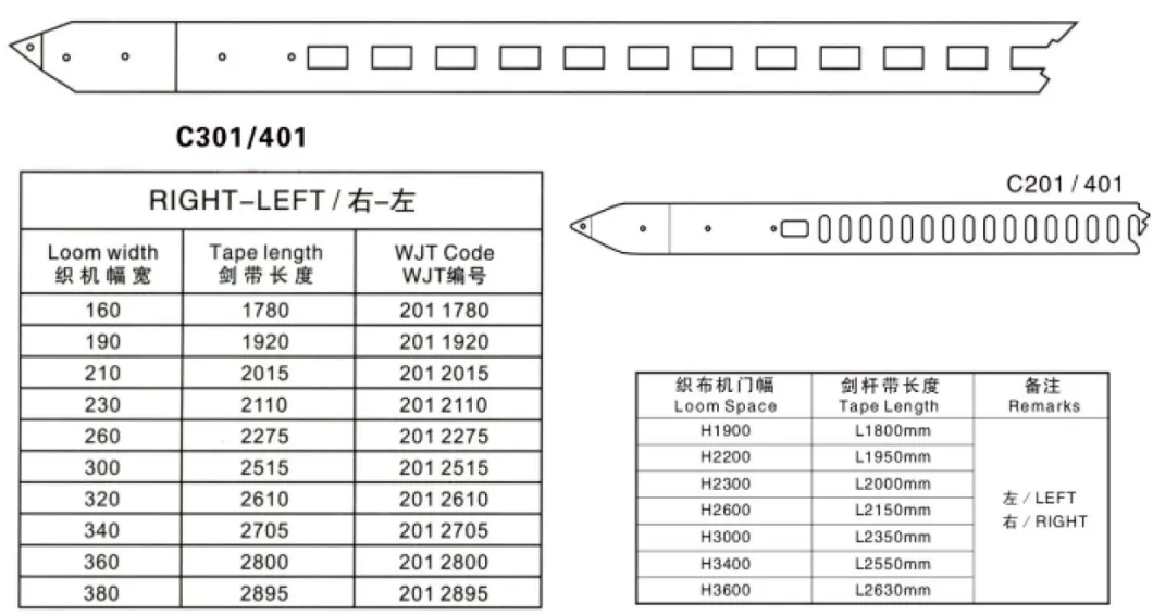 Rapier Loom Tapes for C301/401