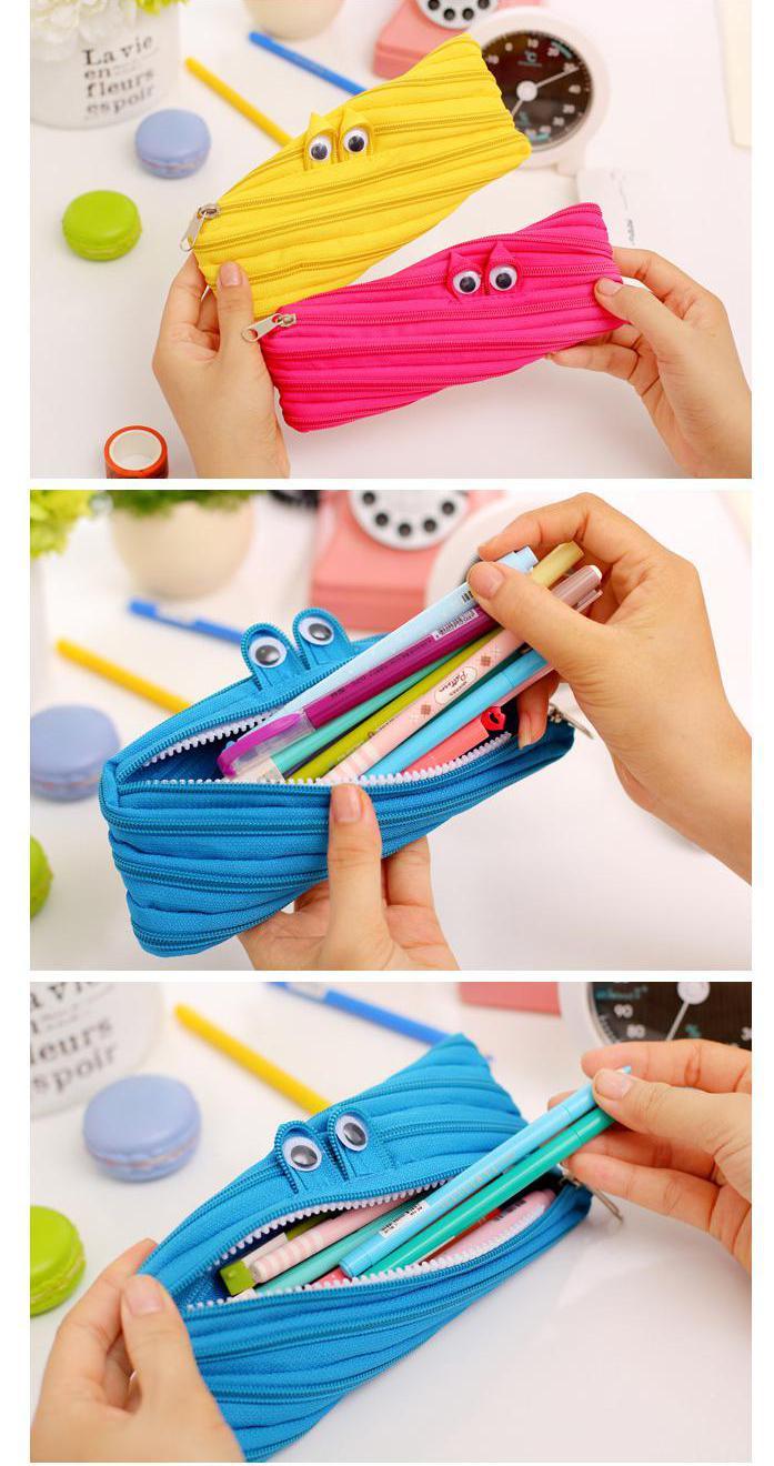 Zipper Pencil Bag Creative Stationery Simple for Monster Zipper Bag Cute Large Canvas School Supplies Pencil Pouch