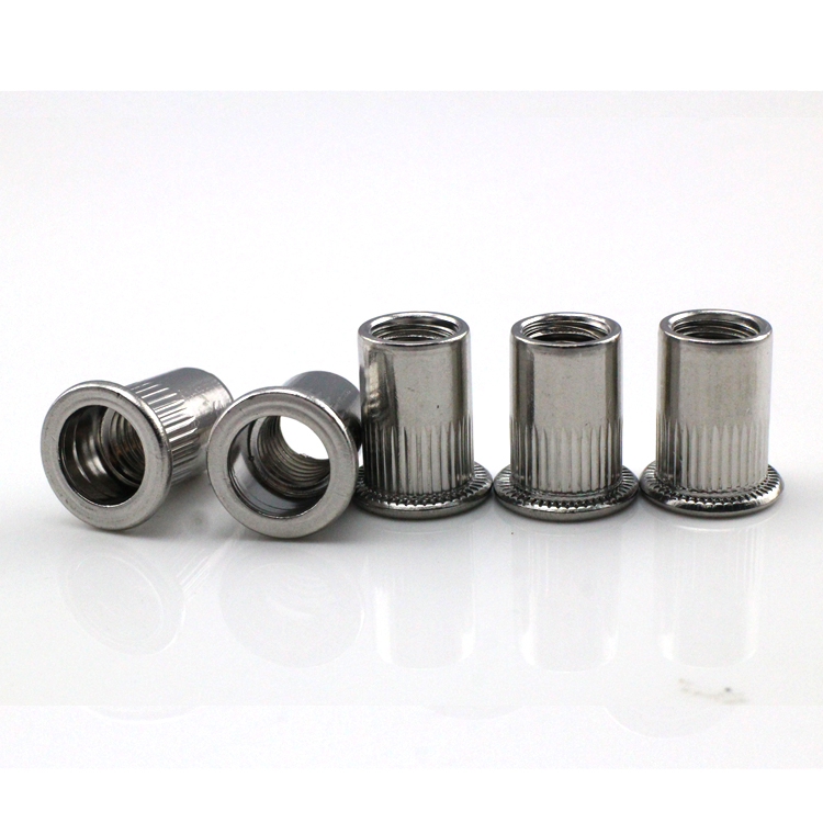 Metric thread flat head galvanized knurled rivet nuts